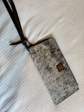STS Ranchwear Gray Speckled Genuine Hair-on-Hide Wristlet Brown Leather Strap